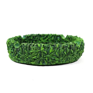 Polyresine leave/leaf ashtray jamaïcain Green round set of 4