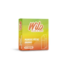 pod puff rechargable pack de 0mg sel de nicotine mangue peche ananas wilo