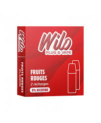 pod puff rechargable pack de 2 20mg sel de nicotine fruits rouges wilo